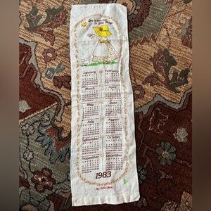 Vintage 1983 Linen Calendar Towel